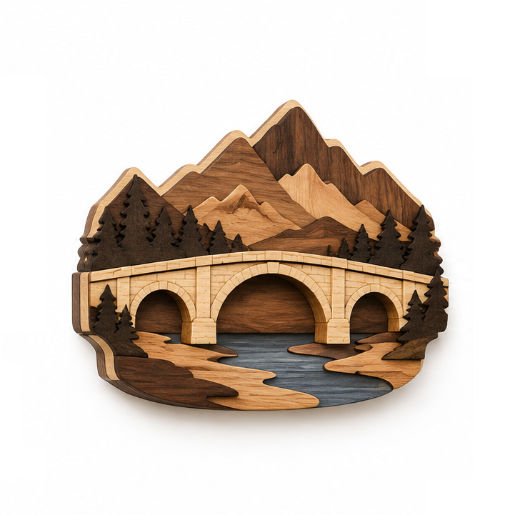 Layered Landmark Wood Magnets