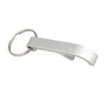 Silver metal bottle opener keychain for promotional giveaways and branding purposes.
