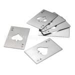 Aces of spades custom metal playing cards with cutout spade design, silver finish, ideal for promotional events and awards.