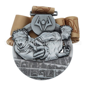 Custom 3D Antique Silver Anime Medal with Ribbon