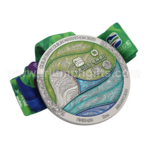 Custom Marathon Finisher Medal with Colorful Enamel