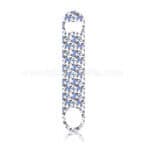 Butterfly patterned nail file with blue and black designs on a white background.