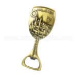 Gold Mallorca souvenir bottle opener featuring detailed cityscape engraving and heart design, perfect for promotional gifts and personalized souvenirs.
