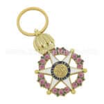 Golden star-shaped keychain with pink rose accents and a crown detail at the top, symbolizing achievement and excellence. Ideal for awards, promotions, or commemorative gifts.