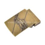 Vintage bronze golf plaque with a raised golfer figurine in a swinging pose, ideal for sports awards and commemorative trophies.