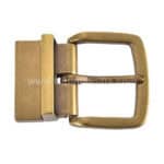 Polished brass belt buckle for custom awards and promotional products, durable and stylish.