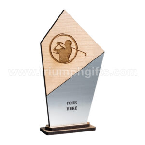 Wooden Trophy With Engraved Plate