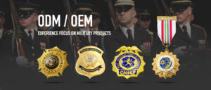 Custom military medals with ribbon drapes made by Triumph Gifts for official awards
