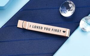 Custom tie clip with company logo engraved in silver finish