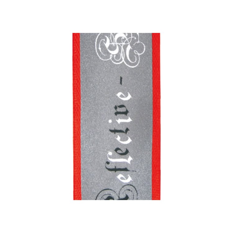 "Custom metallic ticket with 'efficient' printed vertically, bordered in red, ideal for promotional events or special awards.".