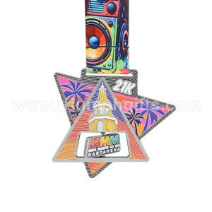 Personalized finisher marathon medal with ribbon