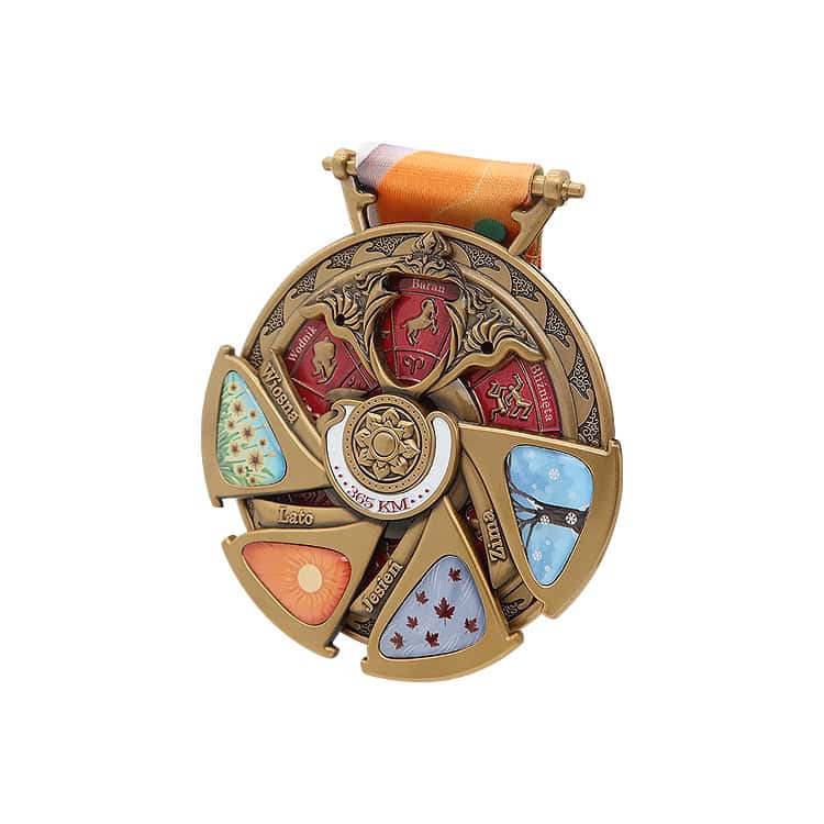 Intricate zodiac-themed medal with rotating sections featuring astrological symbols, detailed craftsmanship, and vibrant colors, perfect for awards or collectibles.