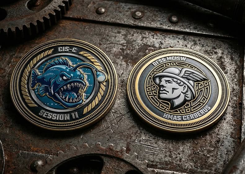 Two detailed custom lenticular coins featuring a fierce dragon and a Roman soldier, showcasing advanced manufacturing techniques for premium collectible coins.